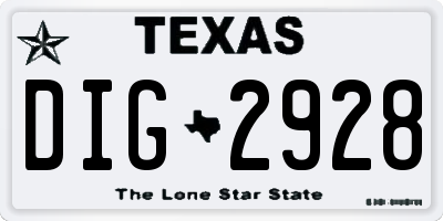 TX license plate DIG2928