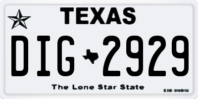 TX license plate DIG2929