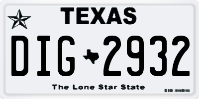 TX license plate DIG2932