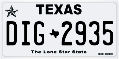 TX license plate DIG2935