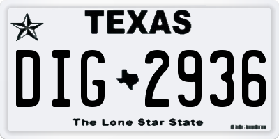 TX license plate DIG2936
