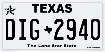 TX license plate DIG2940