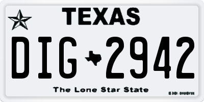 TX license plate DIG2942