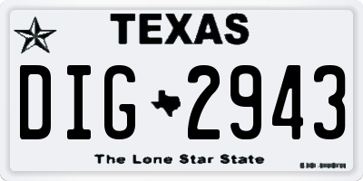 TX license plate DIG2943
