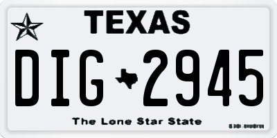 TX license plate DIG2945