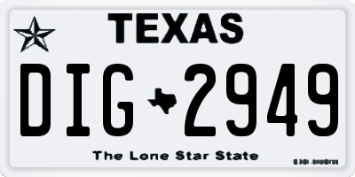 TX license plate DIG2949