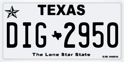 TX license plate DIG2950