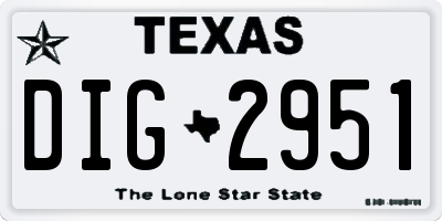 TX license plate DIG2951