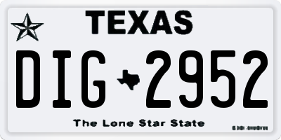 TX license plate DIG2952