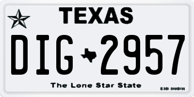 TX license plate DIG2957