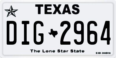 TX license plate DIG2964