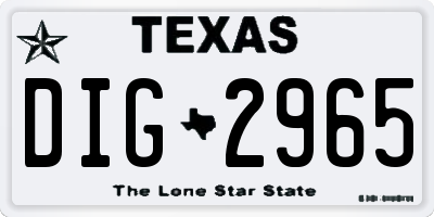 TX license plate DIG2965
