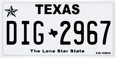 TX license plate DIG2967