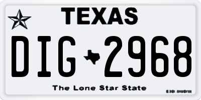 TX license plate DIG2968
