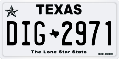 TX license plate DIG2971