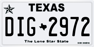 TX license plate DIG2972