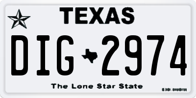 TX license plate DIG2974