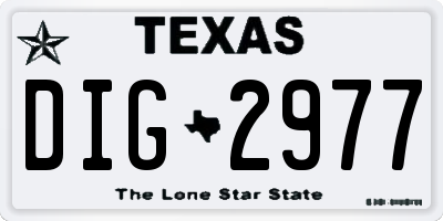 TX license plate DIG2977