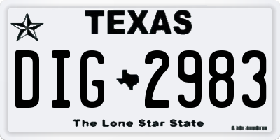 TX license plate DIG2983