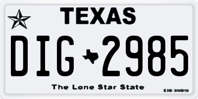 TX license plate DIG2985