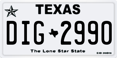 TX license plate DIG2990