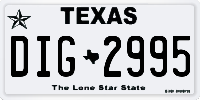 TX license plate DIG2995