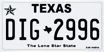 TX license plate DIG2996