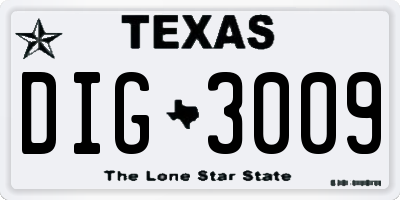 TX license plate DIG3009