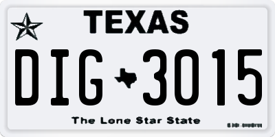TX license plate DIG3015