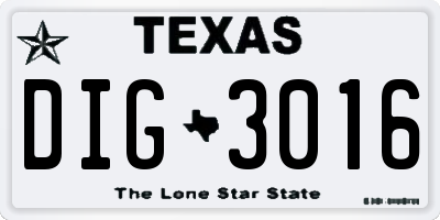 TX license plate DIG3016
