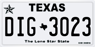TX license plate DIG3023