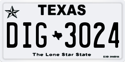 TX license plate DIG3024
