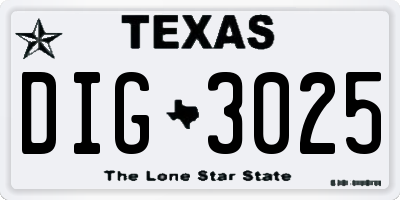 TX license plate DIG3025