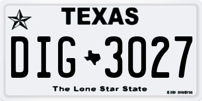 TX license plate DIG3027