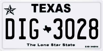 TX license plate DIG3028