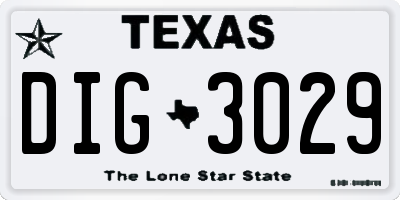TX license plate DIG3029
