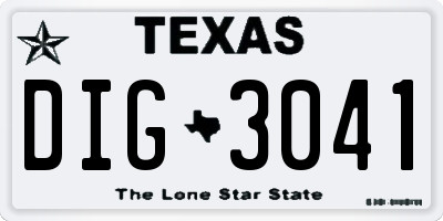 TX license plate DIG3041