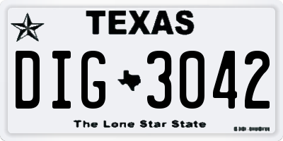TX license plate DIG3042