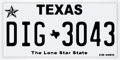 TX license plate DIG3043