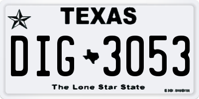 TX license plate DIG3053