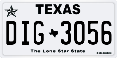TX license plate DIG3056