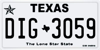 TX license plate DIG3059
