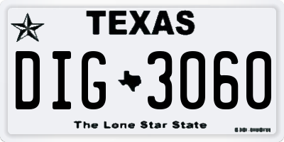 TX license plate DIG3060