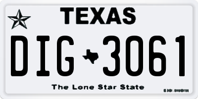 TX license plate DIG3061