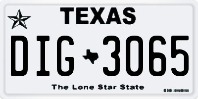 TX license plate DIG3065