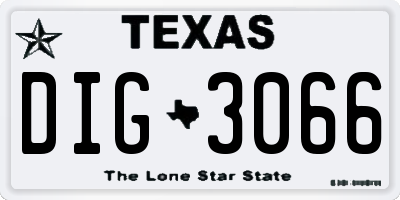 TX license plate DIG3066