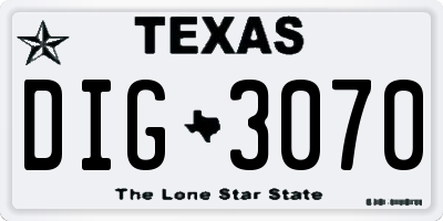 TX license plate DIG3070