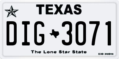 TX license plate DIG3071