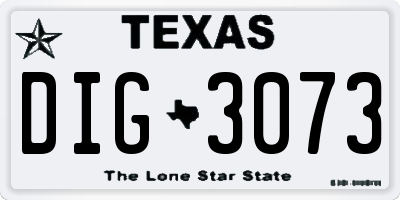 TX license plate DIG3073