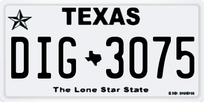 TX license plate DIG3075